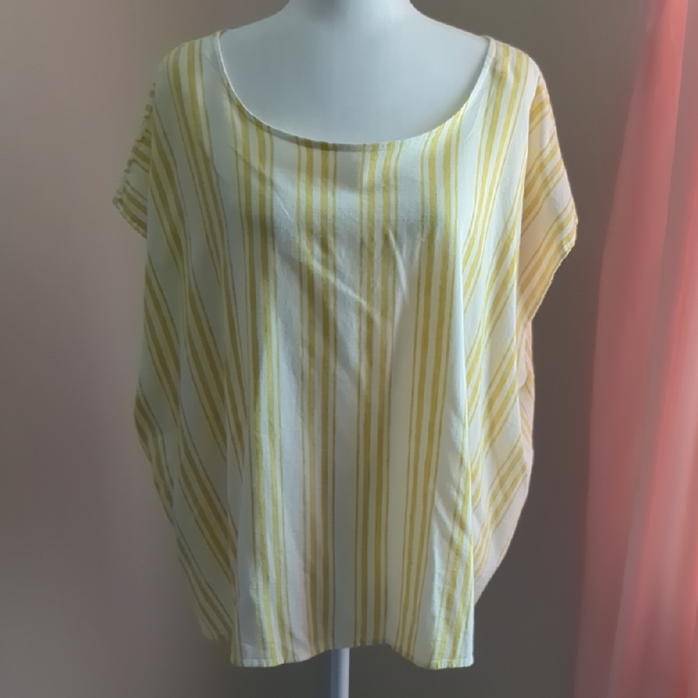 Torrid Yellow and White Striped Blouse